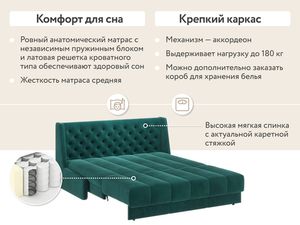РИЧМОНД Кровать-диван прямой изумрудный, 180