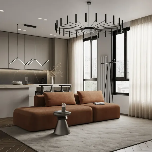 НОВЫЕ ЭМОЦИИ Диван прямой, терракотовый, банкетка слева