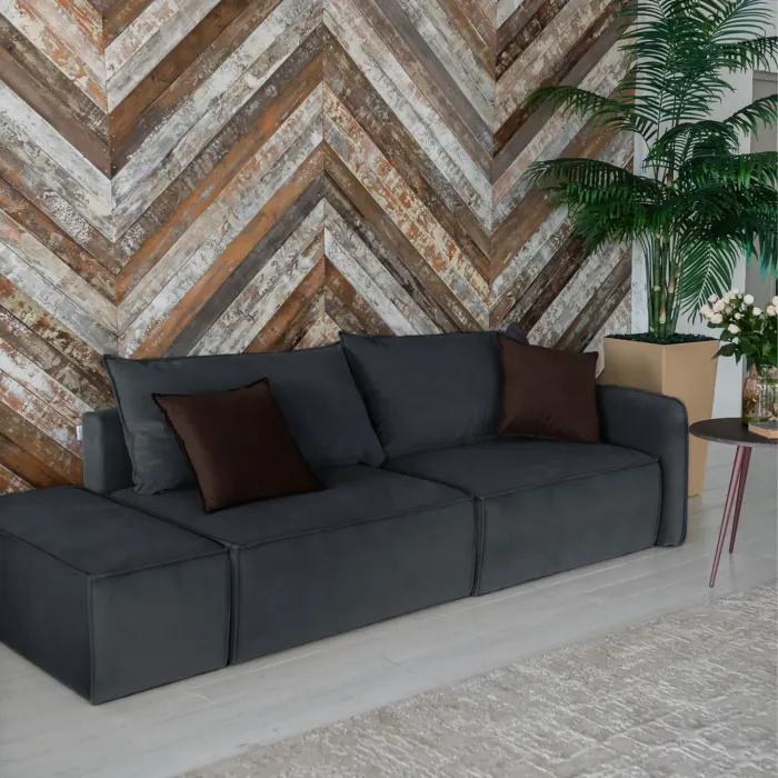 ПОРТЛЕНД Диван прямой с банкеткой серый