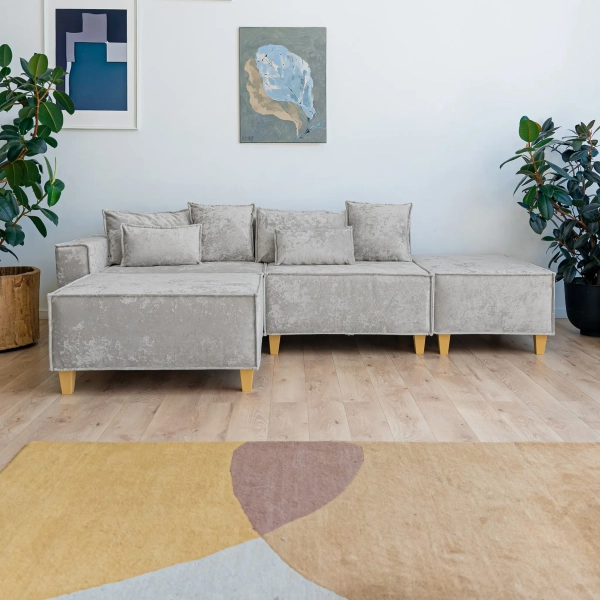 РАЙСКИЙ УГОЛОК Диван угловой серый, с Crash-эффектом