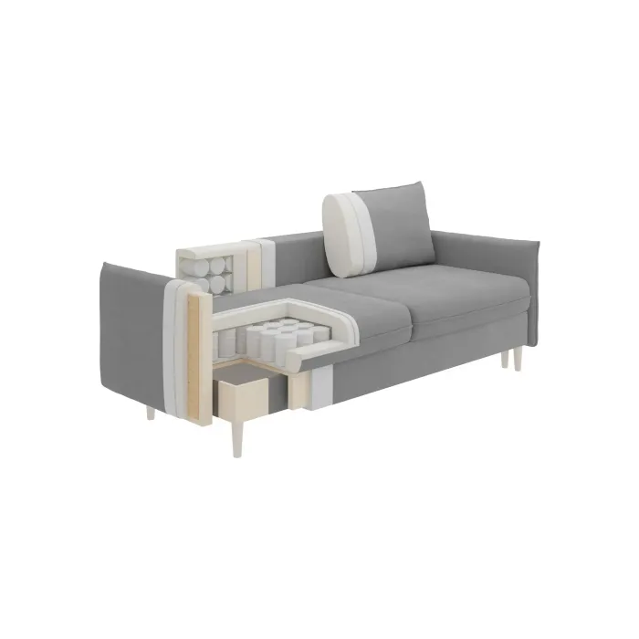 СКАНДИ Диван тканевый прямой розовый