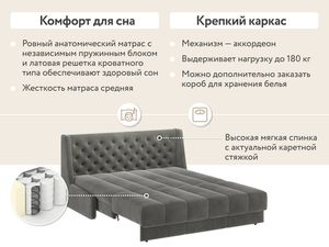 РИЧМОНД Кровать-диван прямой серый, 180