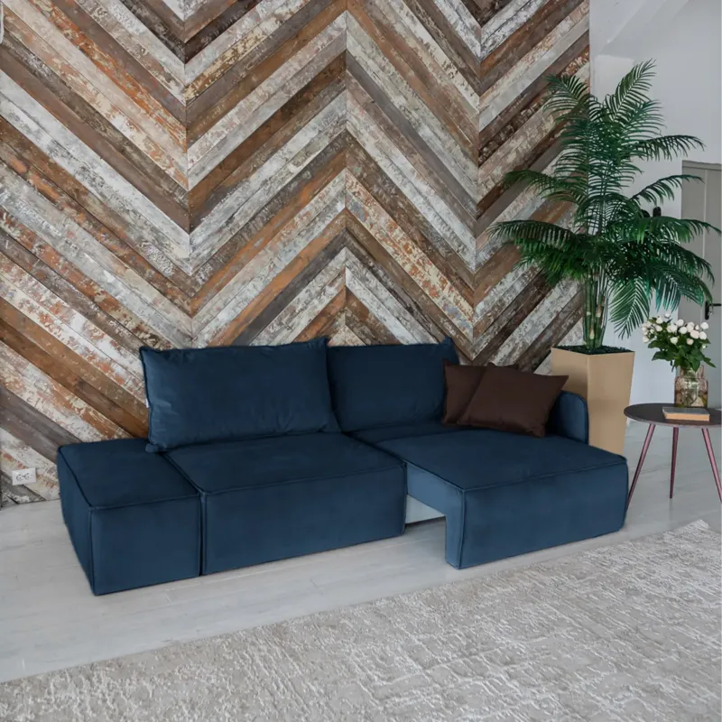 ПОРТЛЕНД Диван прямой с банкеткой синий ПОРТЛЕНД Диван прямой с банкеткой синий