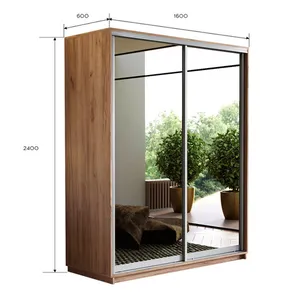 Экспенс Шкаф-купе двухдверный с зеркалом, 160х240х60, Золотистый