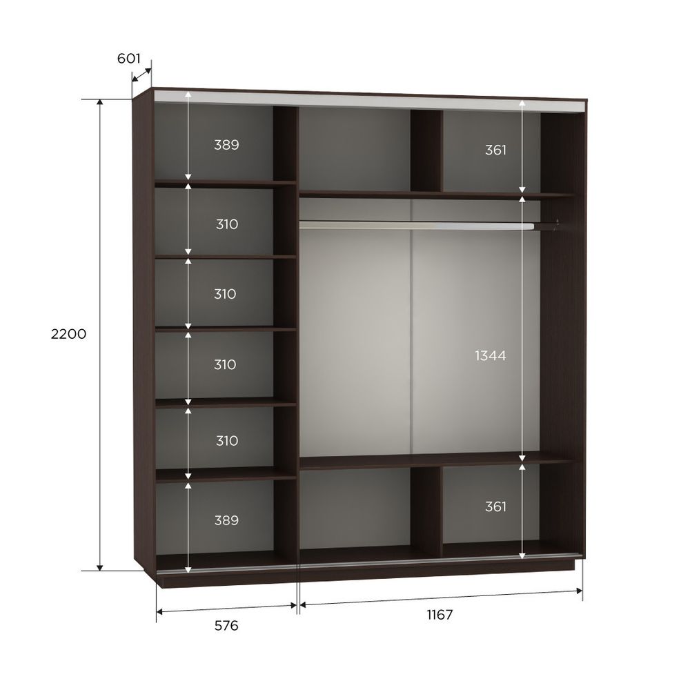 Шкаф-купе экспресс, 180х60х220 см, мебельная компания е1