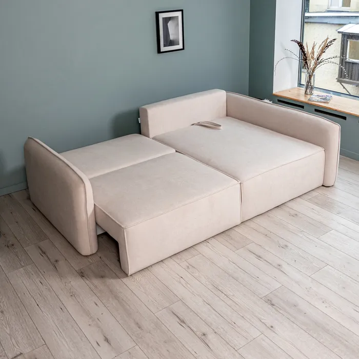 ПОРТЛЕНД Диван угловой светло-бежевый, букле