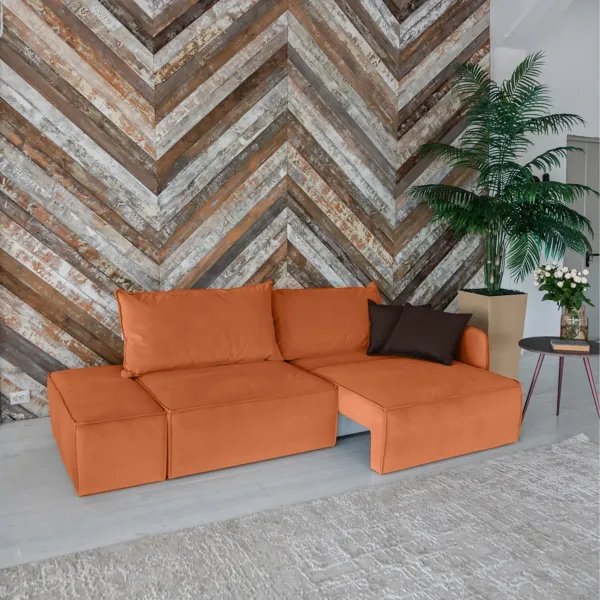 ПОРТЛЕНД Диван прямой с банкеткой терракотовый