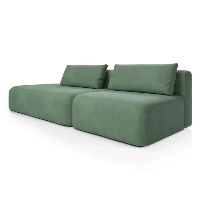 НОВЫЕ ЭМОЦИИ Диван прямой, темно-зеленый, банкетка слева