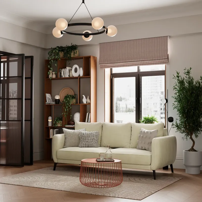 СЧАСТЛИВЫЙ ДЕНЬ Диван прямой, молочный СЧАСТЛИВЫЙ ДЕНЬ Диван прямой, молочный