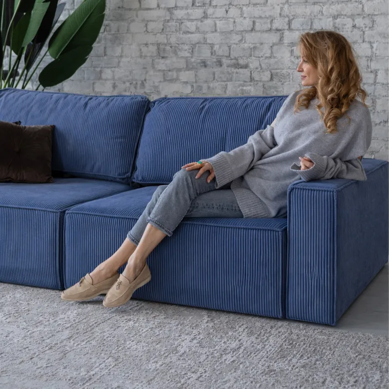 КОРСО 3.0 Диван прямой, Vertical Серо-синий