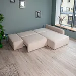 ПОРТЛЕНД Диван угловой с банкеткой светло-бежевый, букле