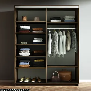Экспенс Шкаф-купе двухдверный с зеркалом, 160х220х60, Коричневый