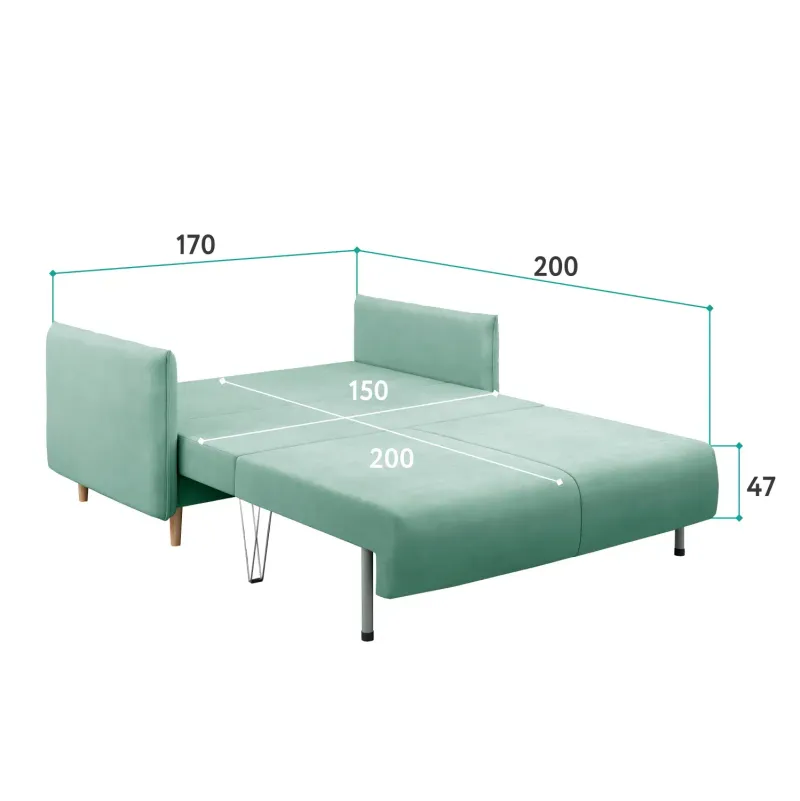 ЛУЧШИЙ ДРУГ 150 Диван прямой мятный ЛУЧШИЙ ДРУГ 150 Диван прямой мятный