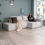 ПОРТЛЕНД Диван угловой с банкеткой светло-серый, букле