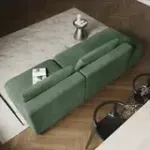 НОВЫЕ ЭМОЦИИ Диван прямой, темно-зеленый, банкетка слева