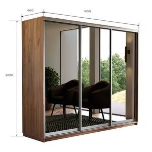 Экспенс Шкаф-купе трехдверный с зеркалом, 180х220х60, Золотистый