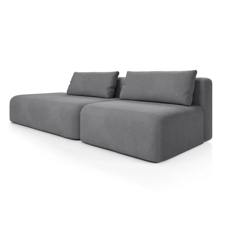 НОВЫЕ ЭМОЦИИ Диван прямой, серый, банкетка слева