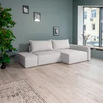 ПОРТЛЕНД Диван угловой с банкеткой светло-серый, букле