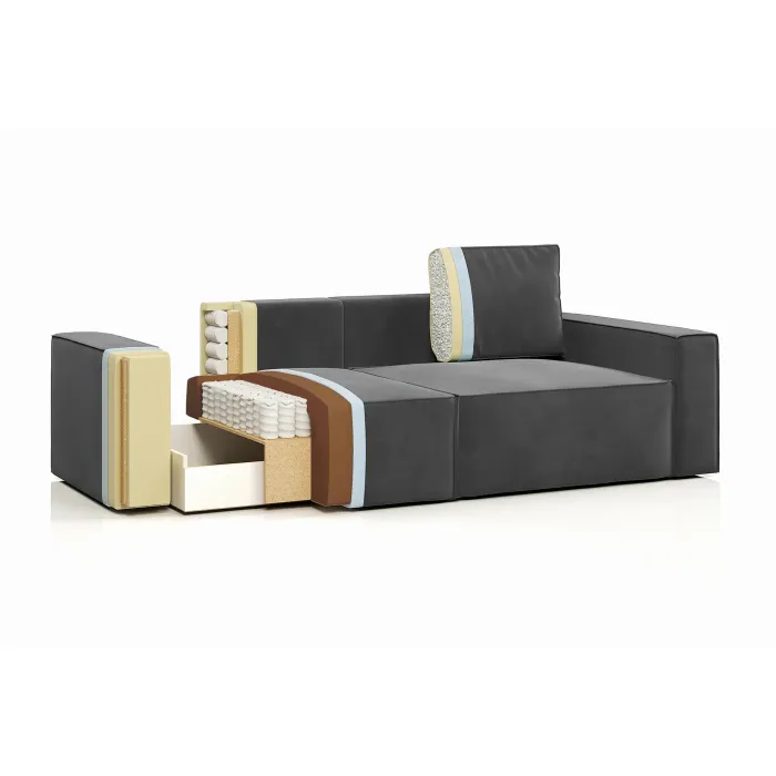 КОРСО Диван прямой с банкеткой, терракотовый