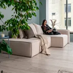 ПОРТЛЕНД Диван угловой с банкеткой светло-бежевый, букле