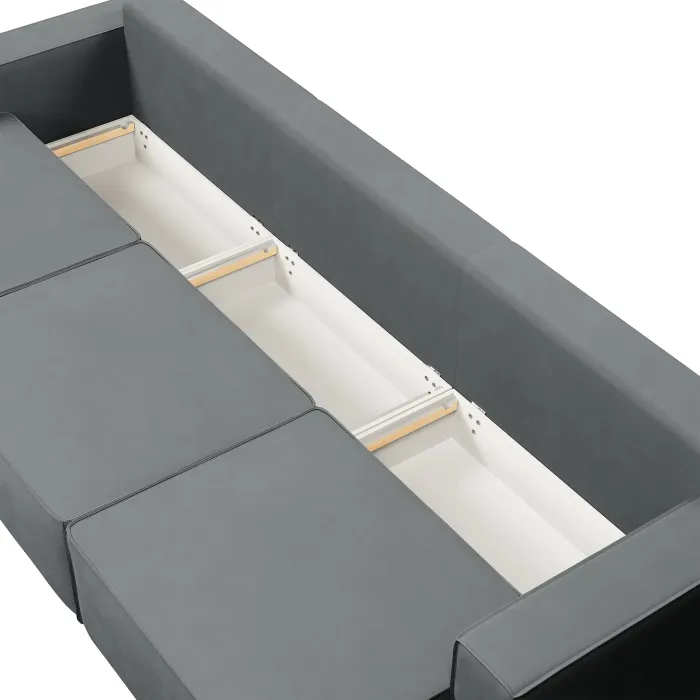 КОРСО XL Диван тканевый прямой серый