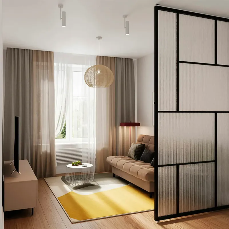 ЮТА Диван прямой коричневый ППУ, с черными ножками