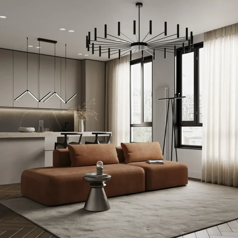 НОВЫЕ ЭМОЦИИ Диван прямой, терракотовый, банкетка слева