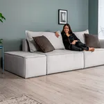 ПОРТЛЕНД Диван прямой с банкеткой светло-серый, букле