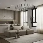 НОВЫЕ ЭМОЦИИ Диван прямой, латте, банкетка слева