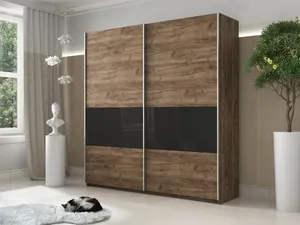 Прайм Шкаф-купе двухдверный, 220х230, Золотистый с черным стеклом