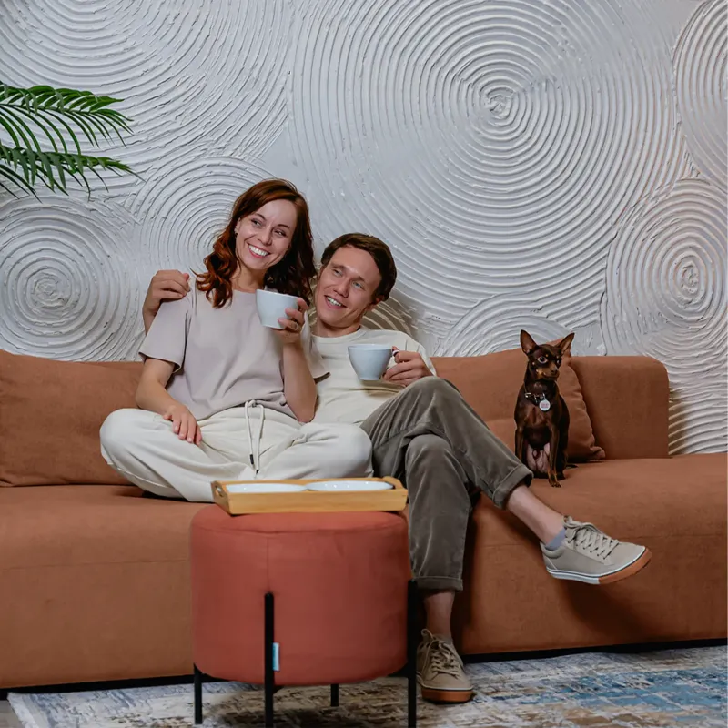 НОВЫЕ ЭМОЦИИ Диван прямой, терракотовый, банкетка справа