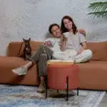 НОВЫЕ ЭМОЦИИ Диван прямой, терракотовый, банкетка слева