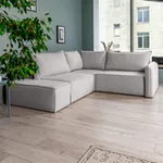 ПОРТЛЕНД 2XL Диван угловой с банкеткой светло-серый, букле