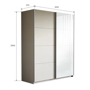 Прайм Белый Глянец Шкаф-купе двухдверный, 160х230, Белый