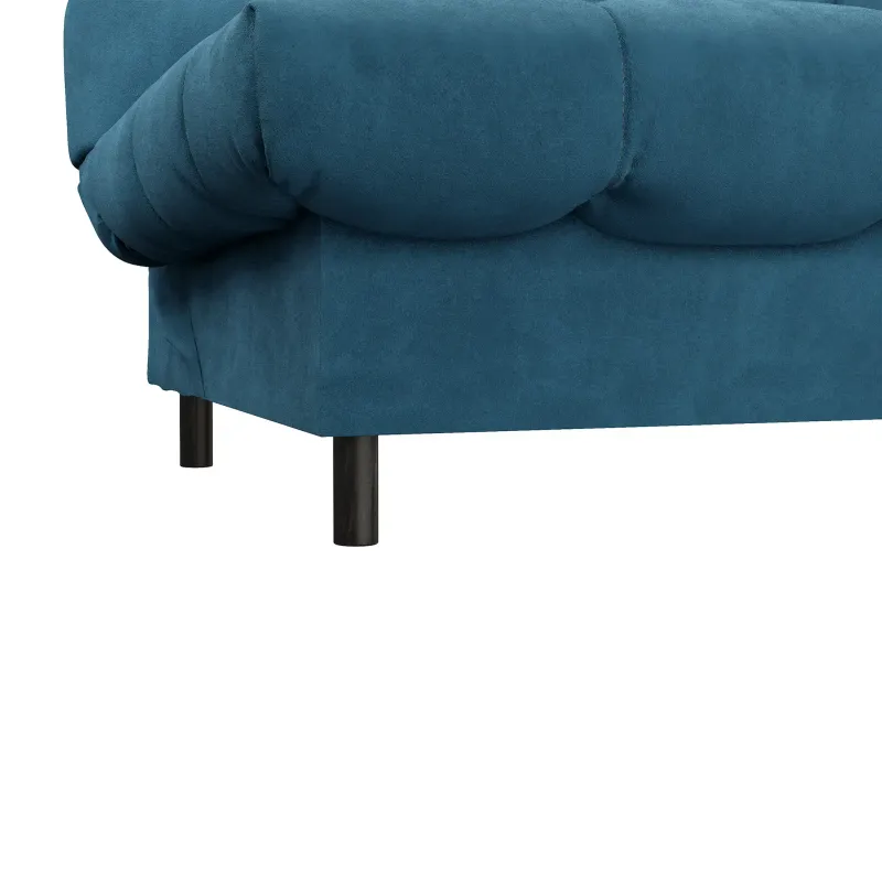 ЮТА Диван прямой синий ППУ, с черными ножками