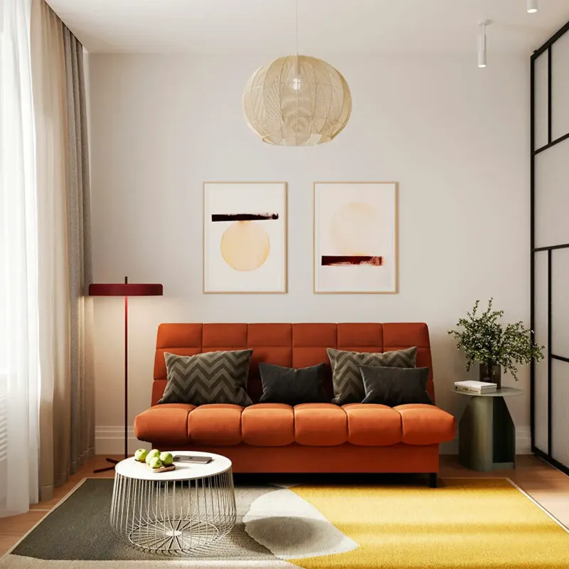 ЮТА Диван прямой терракотовый ППУ, с черными ножками