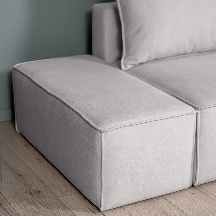 ПОРТЛЕНД Диван прямой с банкеткой светло-серый, букле