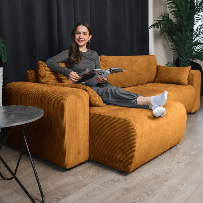 ДОЛГОЖДАННЫЙ ОТПУСК Диван угловой, горчичный