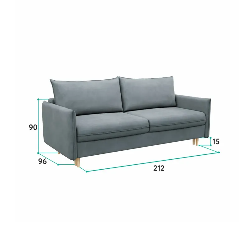 СКАНДИ Диван тканевый прямой мятный