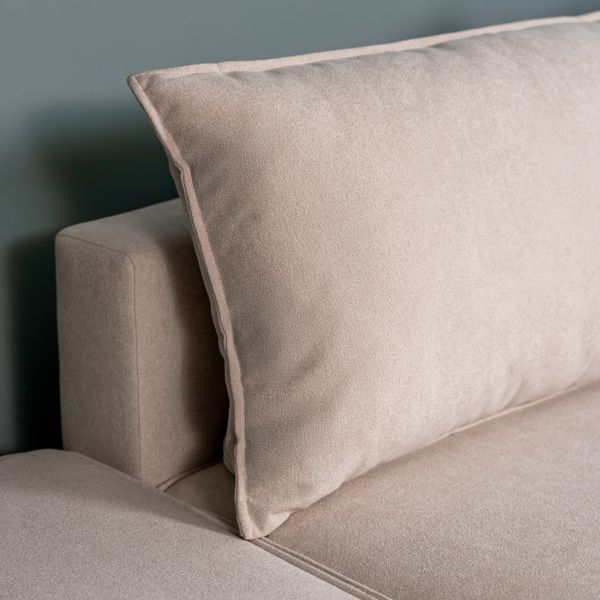 ПОРТЛЕНД Диван угловой с банкеткой светло-бежевый, букле