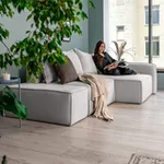 ПОРТЛЕНД Диван угловой с банкеткой светло-серый, букле