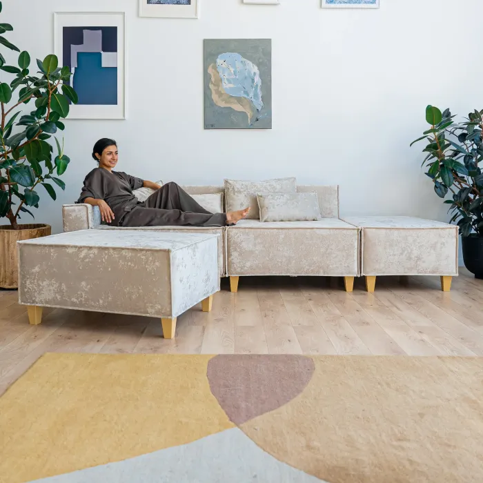 РАЙСКИЙ УГОЛОК Диван угловой бежевый, с Crash-эффектом