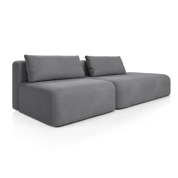 НОВЫЕ ЭМОЦИИ Диван прямой, серый, банкетка справа