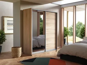 Медиум Шкаф-купе двухдверный с зеркалом, 120х240, Бежевый