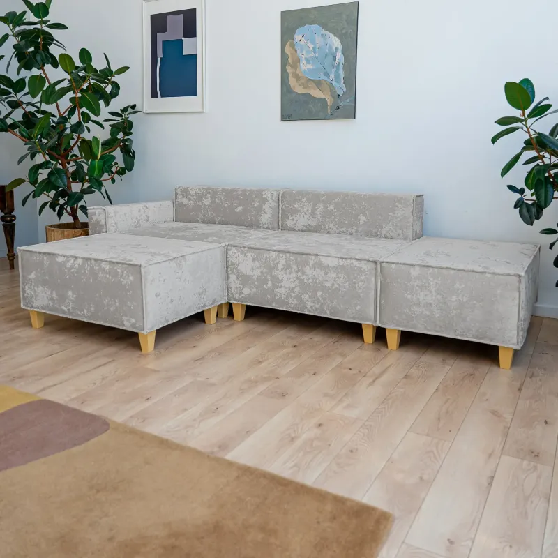 РАЙСКИЙ УГОЛОК Диван угловой серый, с Crash-эффектом