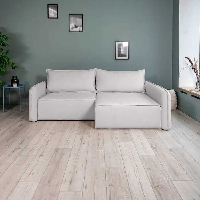 ПОРТЛЕНД Диван угловой светло-серый, букле