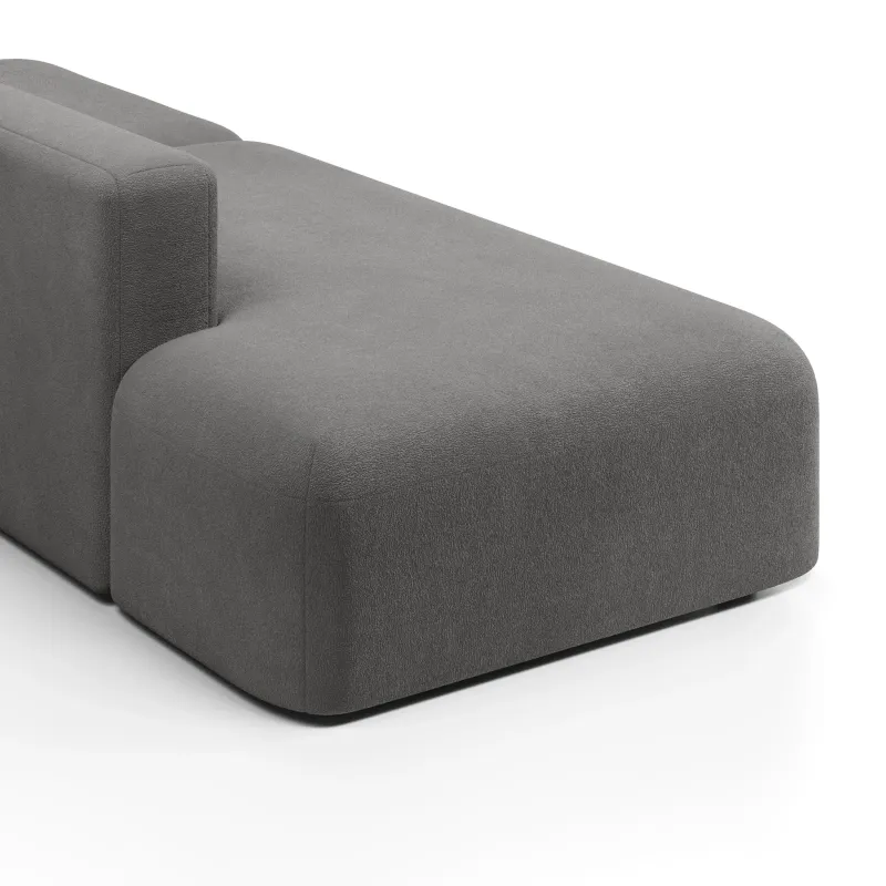 НОВЫЕ ЭМОЦИИ Диван прямой, серый, банкетка слева