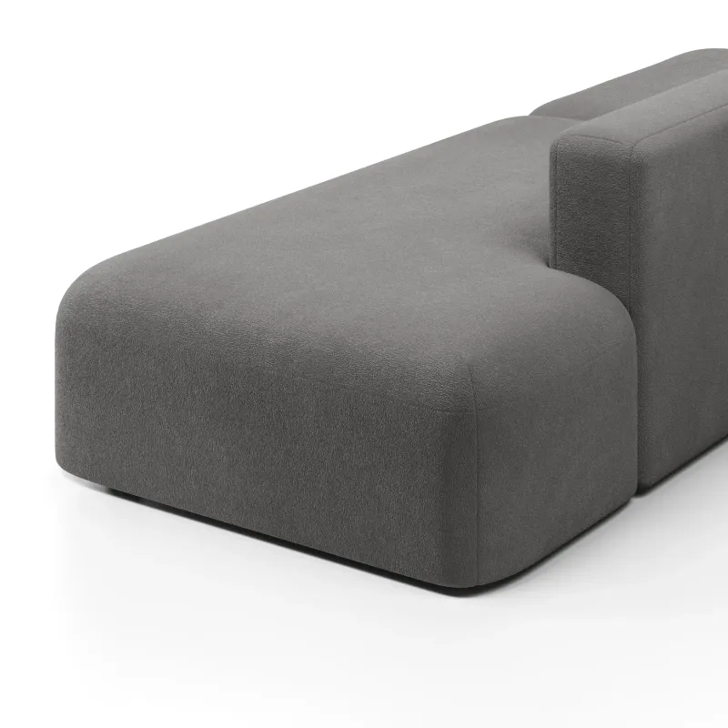 НОВЫЕ ЭМОЦИИ Диван прямой, серый, банкетка справа