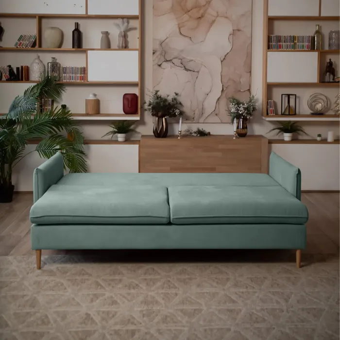 СКАНДИ Диван тканевый прямой мятный