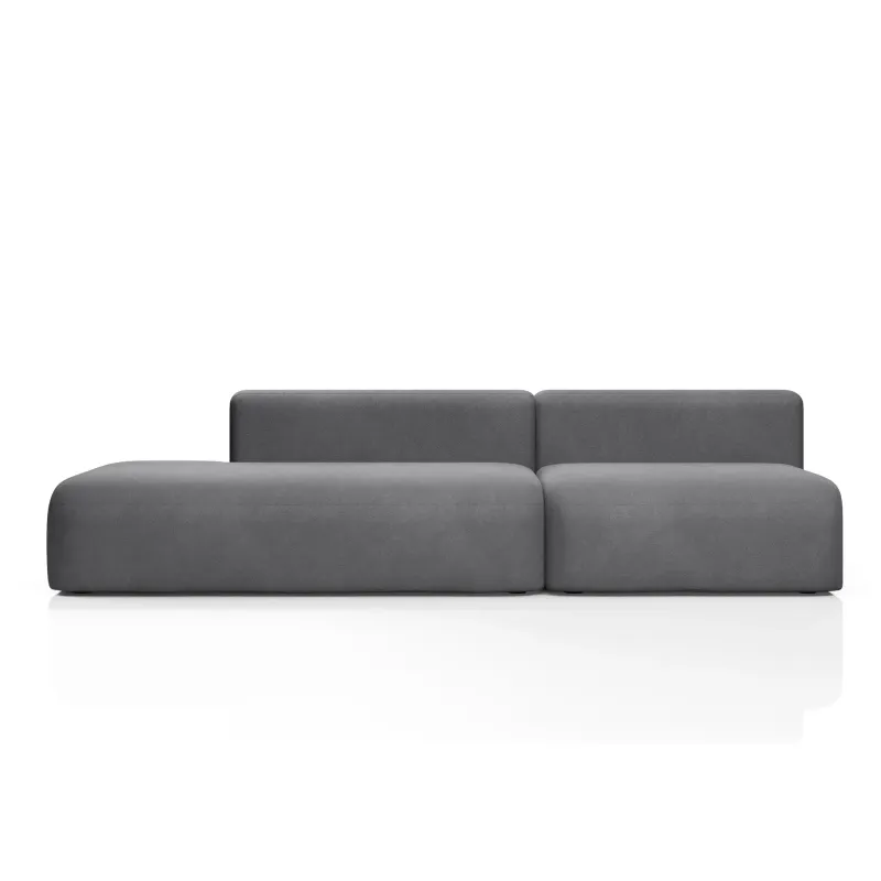 НОВЫЕ ЭМОЦИИ Диван прямой, серый, банкетка слева